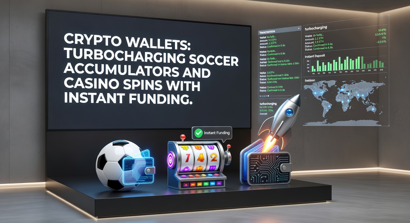 Screenshot einer Wettplattform mit Crypto-Deposit-Option und laufenden Soccer-Akkumulatoren sowie Casino-Slots im Hintergrund