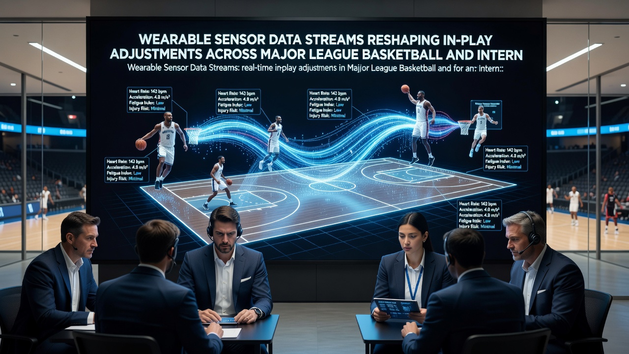 Fußballspieler mit Wearable-Sensoren während eines internationalen Matches